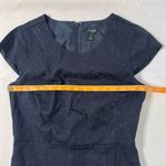 J.Crew  Navy Sheath Dress Size 2 Cap Sleeve Knee Length Brocade Print Formal Y2K Photo 5