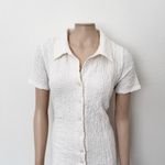 Anthropologie [] White Textured Collared Short Sleeve Midi Shirt Dress NWT Large Photo 3