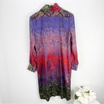 Etcetera  Silk High Neck Multi Color Abstract Print Dress Long Sleeve Size 12 Photo 4