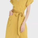 J.Crew  Elegant Yellow Wrap Satin Midi Dress Vneck Photo 0