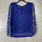 Patterson J Kincaid (PJK) Women's Blue Leather Trim Blouse Photo 5