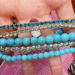 Jessica Simpson 5 pc bracelets set 2 blue natural stone + silver gold diamonds Photo 2