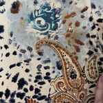 Vintage Life Style Paisley Animal Print Beaded Women's Jacket Large L Tan Photo 2