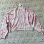 Tiger Mist NWT Tie Dye Distressed Hem Crop Jumper Sweater White Pink (Small) Photo 0