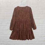 Lucky Brand  Rust Orange Paisley Babydoll Dress M Boho Flowy Tiered Photo 2