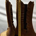 Lavorazione Artigiana Leather Boots Ruffled Design Cognac Brown Italian Size 36 Photo 9