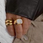 Unisex Band gold ring mother of pearl Photo 2