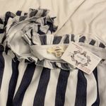 Entro Blue Mini Dress Women's Size L One Shoulder Ruffled Striped NEW Photo 2