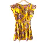 LA DOUBLEJ Honeybun Tiered Flutter Mini Dress Yellow Medium Photo 1
