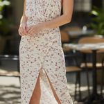 Free People NWT  Daria Open Back Front Slit Maxi Dress Ivory Combo Small Photo 0