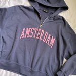 Amsterdam quarter zip hoodie sweatshirt women’s size small Blue Photo 0