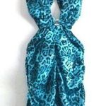 Windsor Dress S 7 (Juniors) Alison Leopard Backless Aqua Blue Photo 0