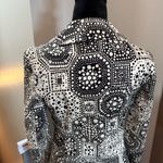 Trina Turk Black White Geometric Print Coat Dress Button Down Blazer Jacket 4 Photo 4
