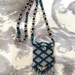 Blue Beaded Medicine Bag Necklace NWOT Photo 0