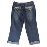 Y2K Vintage Earl Jean Bedazled Lace Detail Capri Cut Medium Wash Jeans Size 8 Blue Photo 1