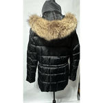 Marc New York  Black Down Parka‎ with detachable fur trim hood size L Photo 4
