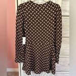 Flynn Skye brown with white polka dot Lydia mini dress with long sleeves NWT SM Photo 3
