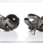 Chanel Authentic Glass Bead Globe Silver and Black Chain Drop Earrings Ruthenium Photo 1