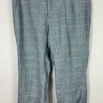 Banana Republic Avery 12P Blue Plaid Linen Blend Pants Career Quiet Luxury Photo 0