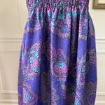Vintage 80s Purple Strapless Smocked Top Sun Dress S Photo 3