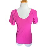 Buckle NWT Womens  BKE Core Ribbed Double V Neck Short Top in Rose Violet - Sz S Photo 2