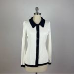 White House | Black Market Petite Black + White Colorblock Cardigan Photo 1
