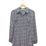 Boden Pleated Skirt Midi Shirt Dress Navy White Floral Long Sleeve Size 4 US Blue Photo 6