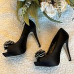 Steve Madden Luxe Satin Platform Heels with Rhinestone Flower Ornaments Sz 7.5 Photo 1