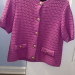 Ann Taylor  Geo Stitch Short-Sleeve Cardigan size M, 100% Cotton Photo 1