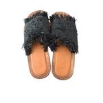 Loewe  Black Fringe Raffia Slide Sandals Size 38 / US 8 Photo 7