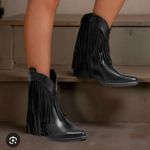 Women's Fringe Boots Western Cowgirl Cowboy Concert Rodeo Size 6 Black Man Made Photo 1