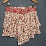 Free People  Red and Cream Boho Shorts Photo 1