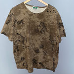 Vintage Coconut Bay Giraffe Print Tie Dye T Shirt Top Brown Size XL Photo 0