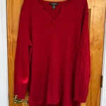 Ralph Lauren Lauren  Red Cable Knit V-Neck Sweater Plus Size 3X Photo 0