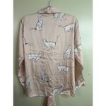ZARA cat print silky ‘fashion pajama’ blogger favorite blouse top, size small Photo 7