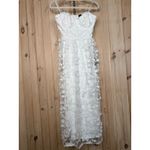 Lulus NWT  Quite Perfect White Floral Embroidered Strapless Midi Dress Tube Sz S Photo 1