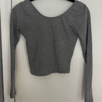 Brandy Melville  Crop Long Sleeve Grey Top Scoop Back Photo 0