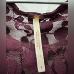 Free People  Floral Lace Mesh Dress Size 4 Cocktail Party Lined Burgundy Photo 2