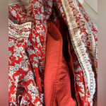 Madewell  Pintucked Puff Sleeve Red Floral Midi Dress Size‎ 2 Photo 12