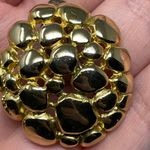 Vintage Unsigned Gold Tone Round Clip On Earrings Statement Classic Modernist Photo 4