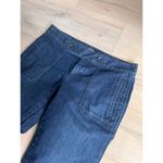 Y2K Denim Jeans Dark Wash Flared Sailor Style Pockets Size Waist 32 Low Rise Fit Blue Photo 8