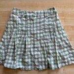 Princess Polly Gingham Pleated Checkered Mini Skirt in Sage Green/White - Size 2 Photo 14