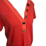 Soft Surroundings Bevvie Button Top Short Sleeve Cotton Cayenne Size Small Photo 1
