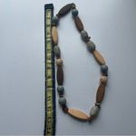 Fossil  Vintage Ethnic Tribal Wooden Beaded Necklace Green Brown Photo 5