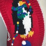 Excellent Village Peddler Christmas Penguins Embroidered Sweater Size XL Red Photo 3