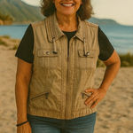 Christopher & Banks Christopher & Banks Women Large Beige Cargo Vest Utility Military Gorpcore Photo 1