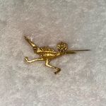 Vintage gold red eye roadrunner brooch Photo 1