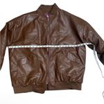 Edikted  Vegan Leather Quilt Lined Oversized Brown Bomber Jacket, Size S Photo 3