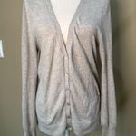 Anthropologie Sheer Chiffon Back Grey Striped Cardigan Sweater - size medium Photo 2
