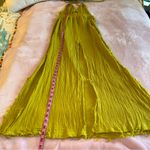 New Mission yellow backless halter dress size S crinkle cotton multiple slits Photo 7